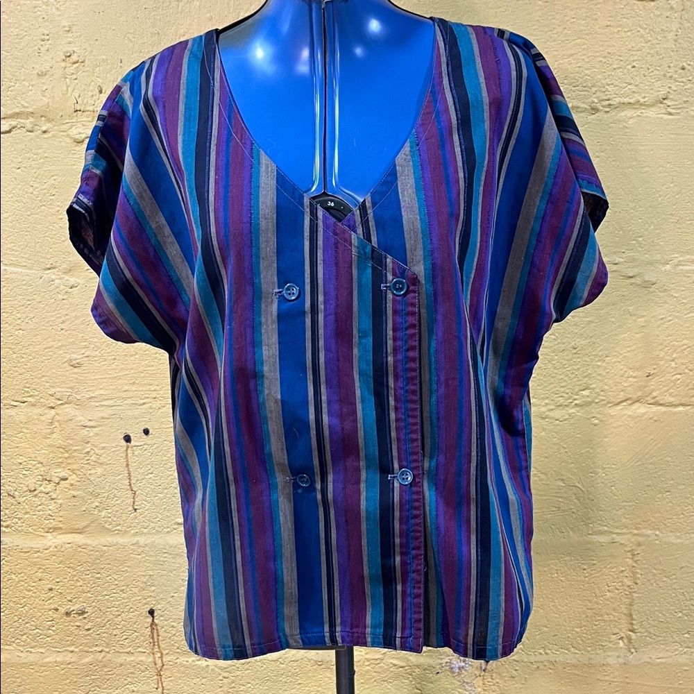 Colorful Striped V-Neck Blouse